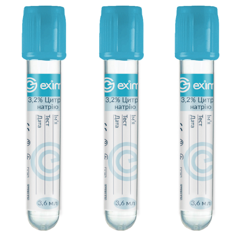 Пробірка Вакуумна EximLab з Цитратом натрію 3,6 мл (3,2%)